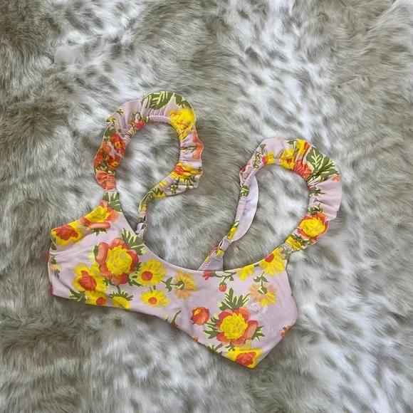 Aerie Printed Ruffle Scoop Bikini Top - Picture 8 of 9